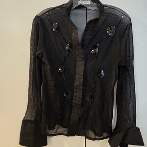 Women's Black Sheer Top